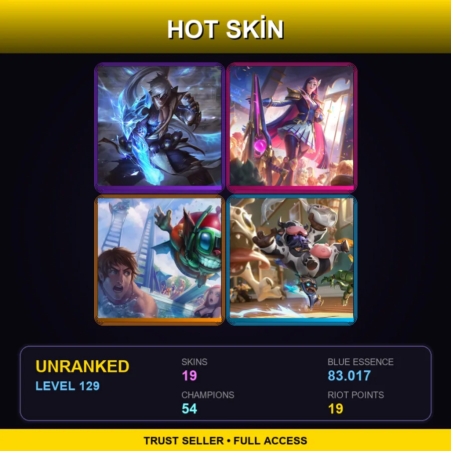 NA | Lv129 | Unranked | 19 Skin | 54 Champ with Yorick