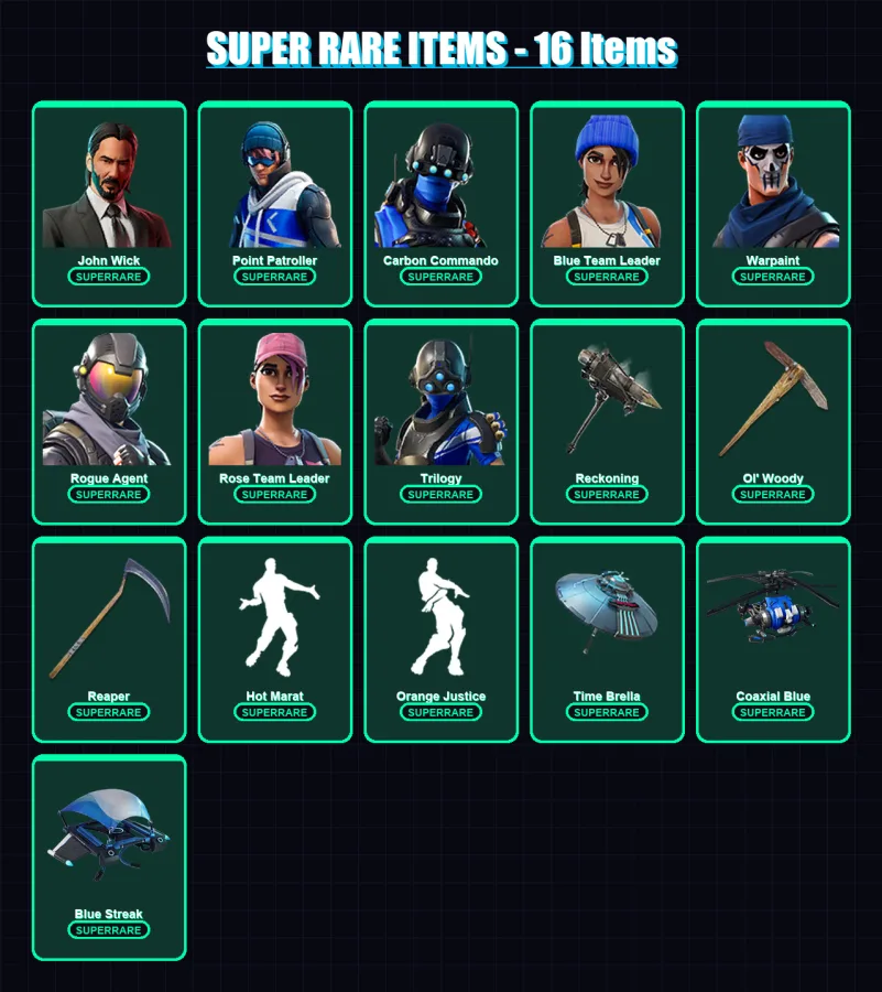[PS4/PS5/XBOX/PC] | John Wick | Point Patroller | Carbon Commando | 95 skin | Lv1034 — Fortnite account
