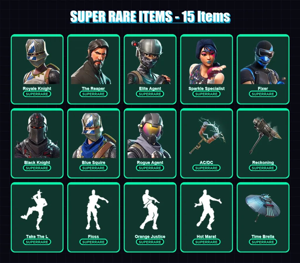 [PS4/PS5/XBOX/PC] | Royale Knight | The Reaper | Elite Agent | Sparkle Specialist | Fixer | 81 skin | 111 pickaxe | 110 emote | 120 glider | Lv1827