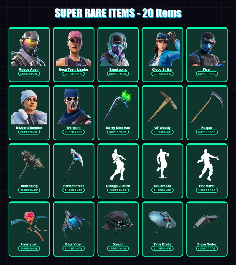 [PC] | Rogue Agent | Rose Team Leader | Breakpoint | Cloud Striker | Fixer | 233 skin | 262 pickaxe | 220 emote | 227 glider | Lv3191