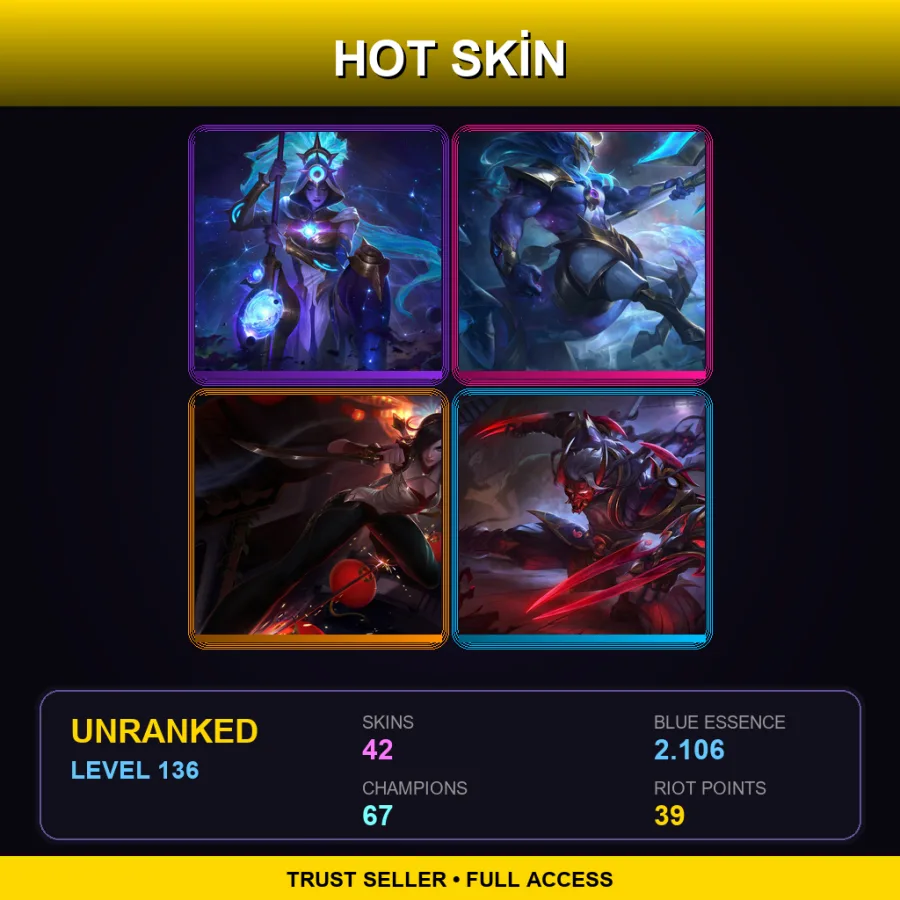 BR | Lv136 | Unranked | 42 Skin | 67 Champ — LoL account