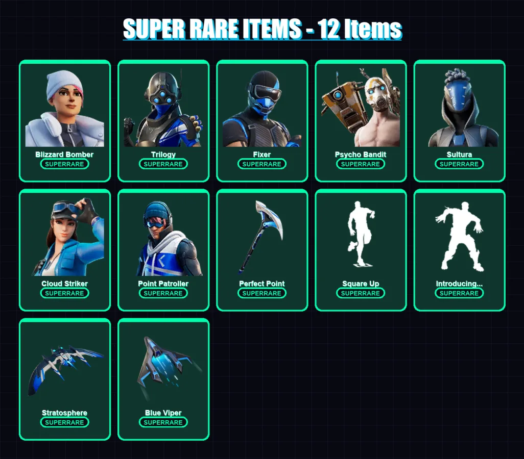 [PC/XBOX] | Blizzard Bomber | Trilogy | Fixer | Psycho Bandit | Sultura | 128 skin | 147 pickaxe | 122 emote | 92 glider | Lv1297