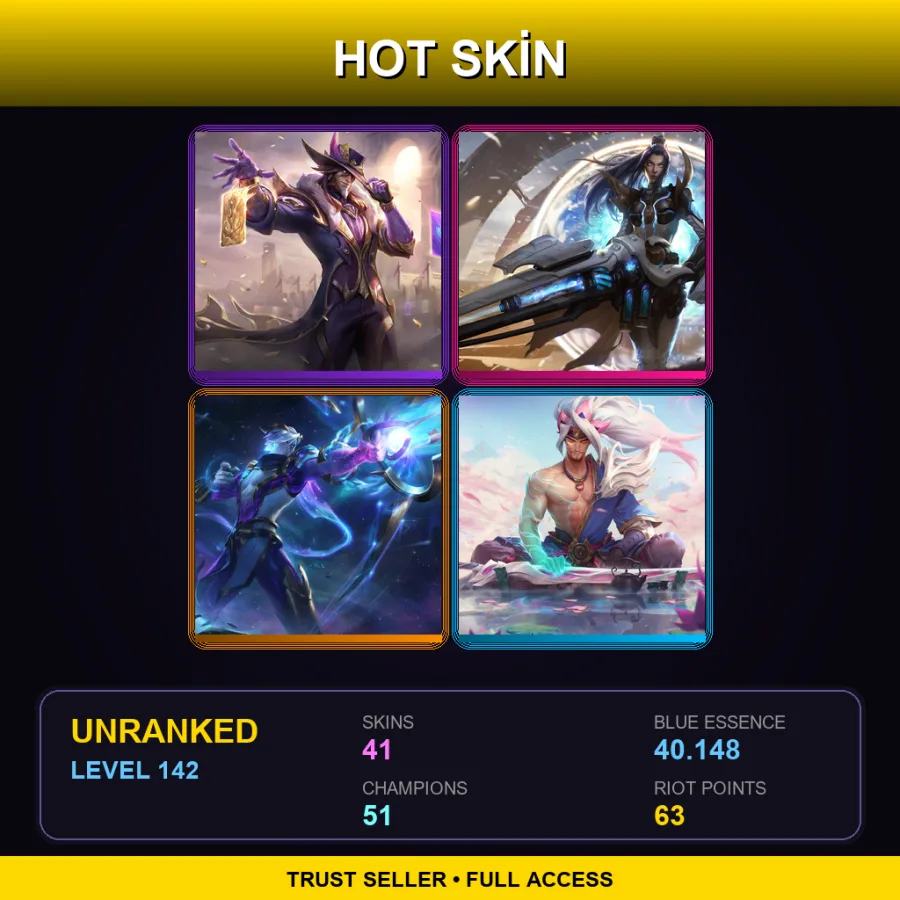 TR | Lv142 | Unranked | 41 Skin | 51 Champ — LoL account