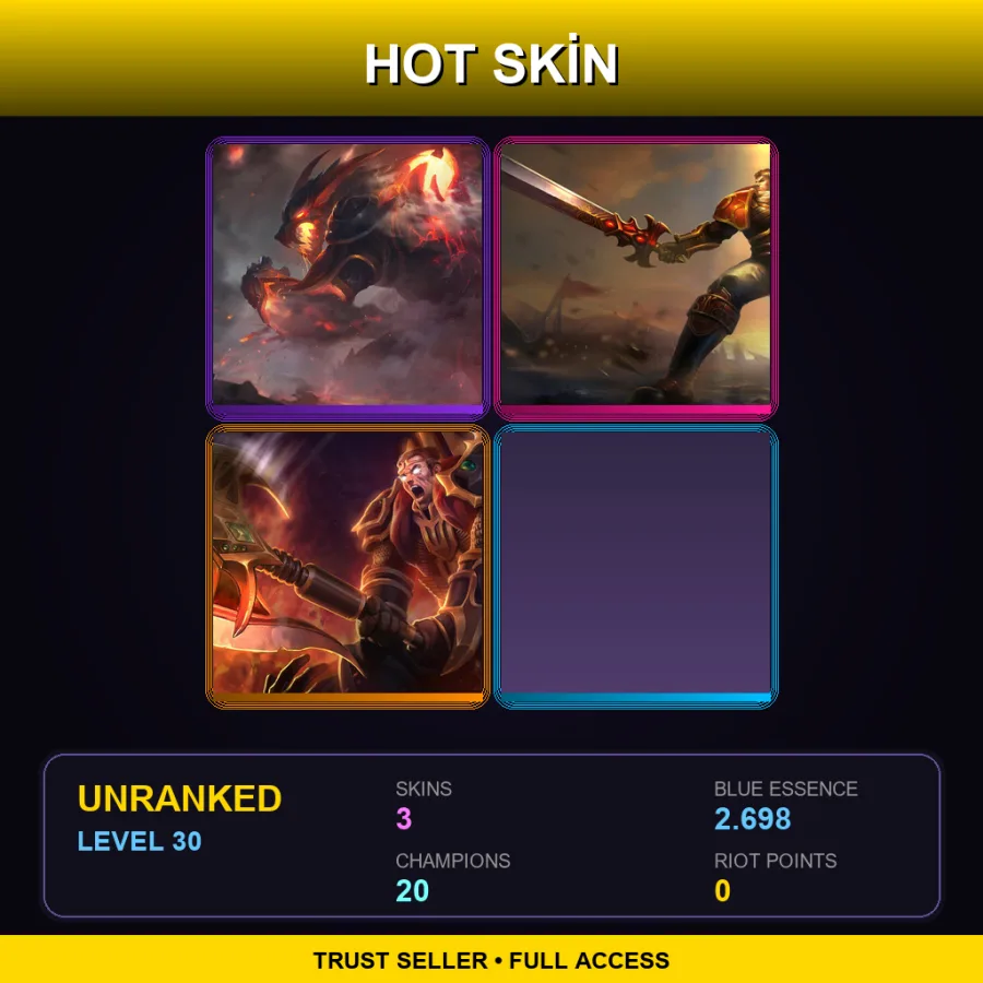 TR | Lv30 | Unranked | 3 Skin | 20 Champ