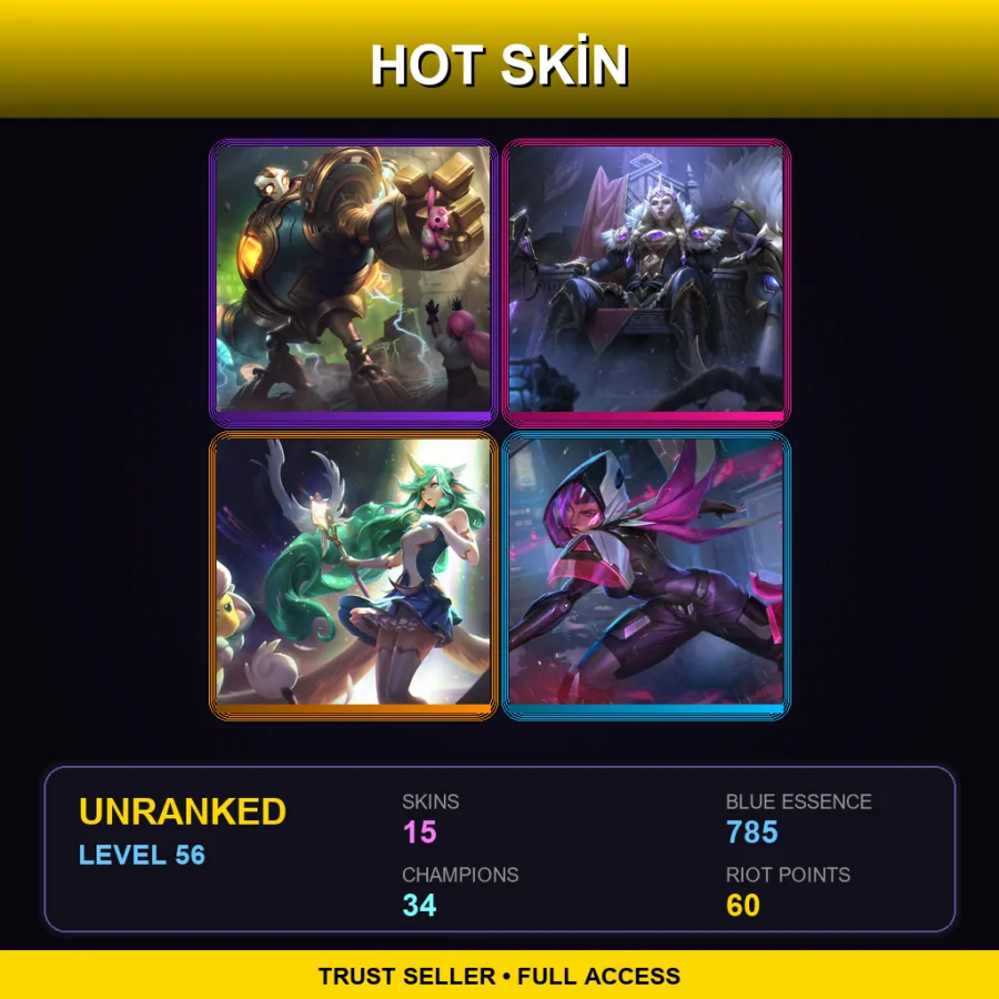 LAN | Lv56 | Unranked | 15 Skin | 34 Champ