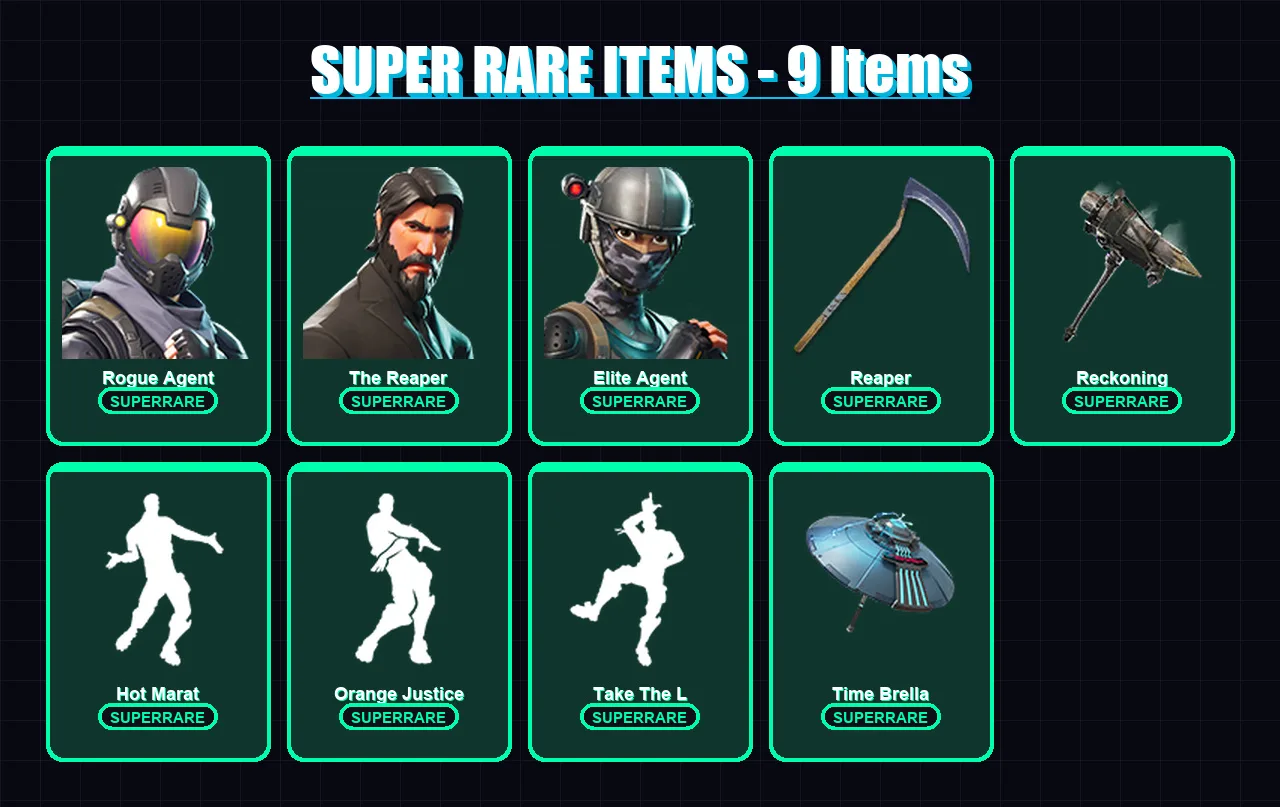 [PC/XBOX] | Rogue Agent | The Reaper | Elite Agent | Valor | Raven | 91 skin | 87 pickaxe | 77 emote | 88 glider | Lv1081