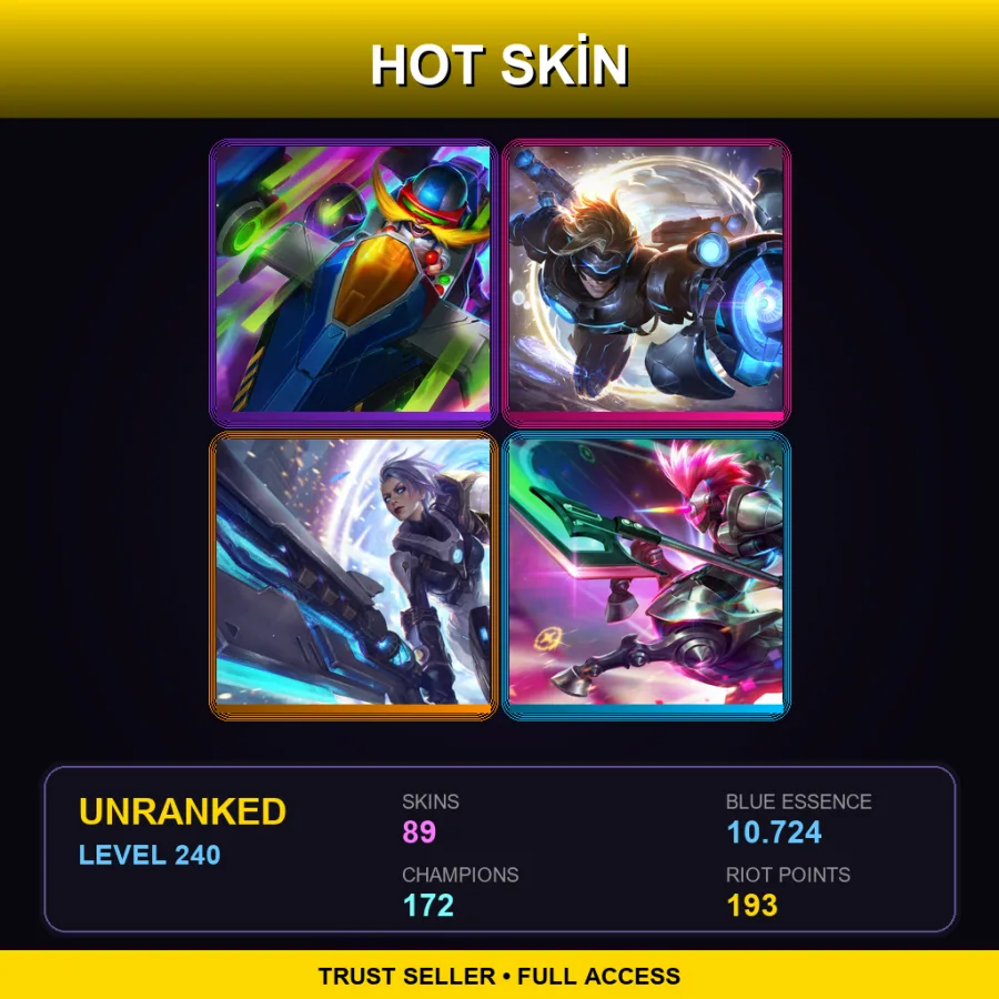 LAS | Lv240 | Unranked | 89 Skin | 172 Champ with Bard
