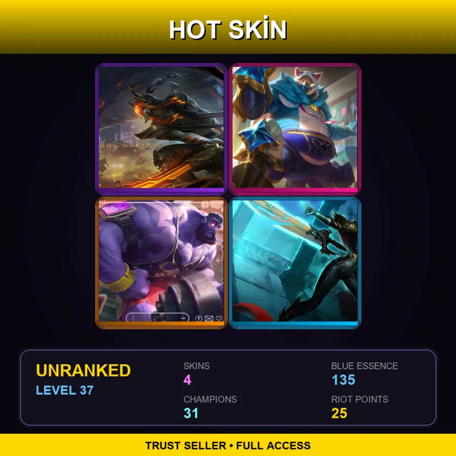 NA | Lv37 | Unranked | 4 Skin | 31 Champ