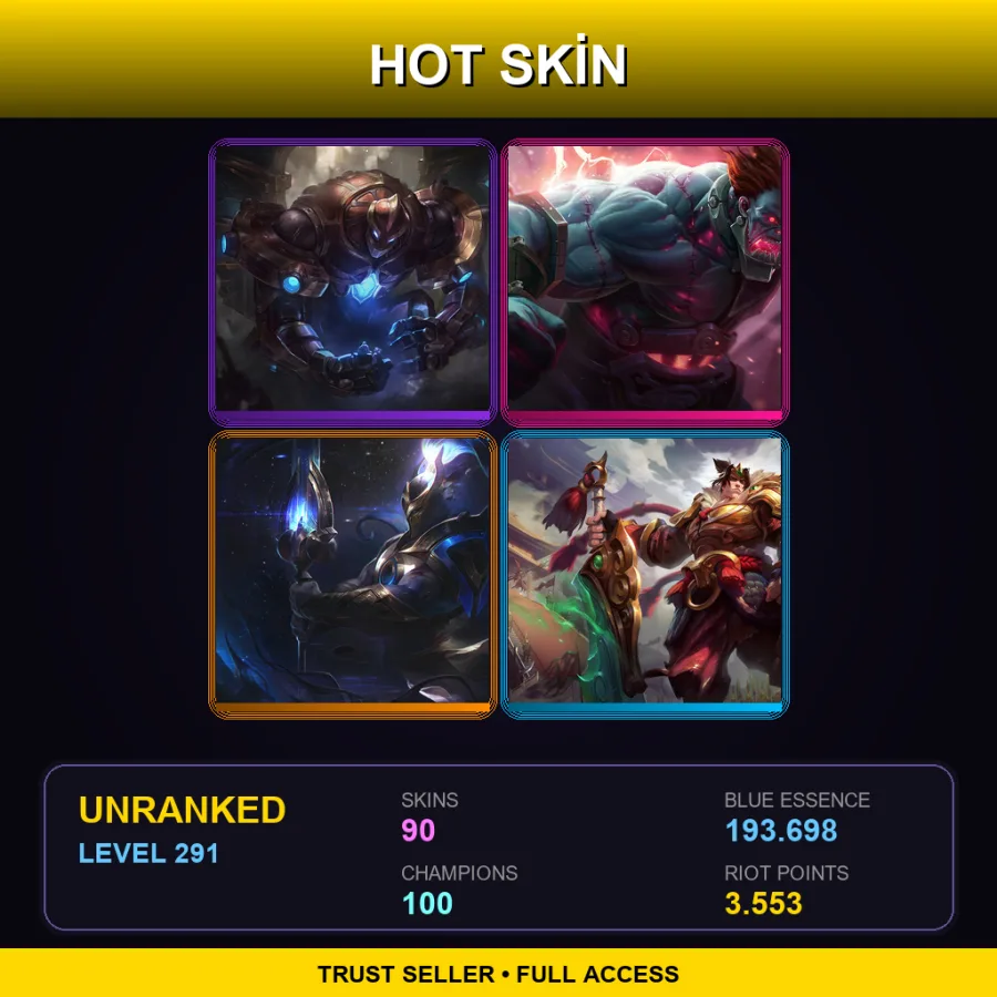 EUW | Lv291 | Unranked | 90 Skin | 100 Champ with Nilah