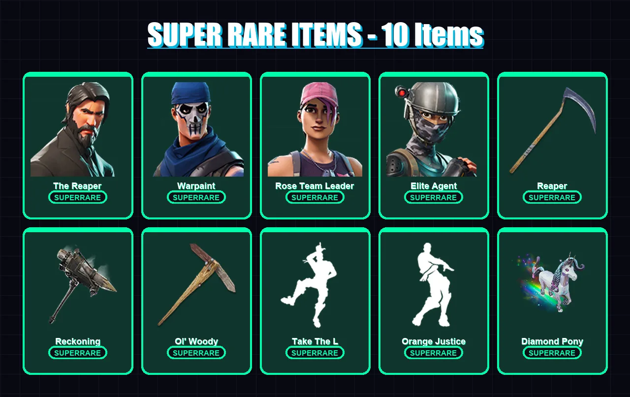 [PC/XBOX/PSN] | The Reaper | Warpaint | Rose Team Leader | Elite Agent | Valor | 53 skin | 47 pickaxe | 54 emote | 47 glider | Lv484