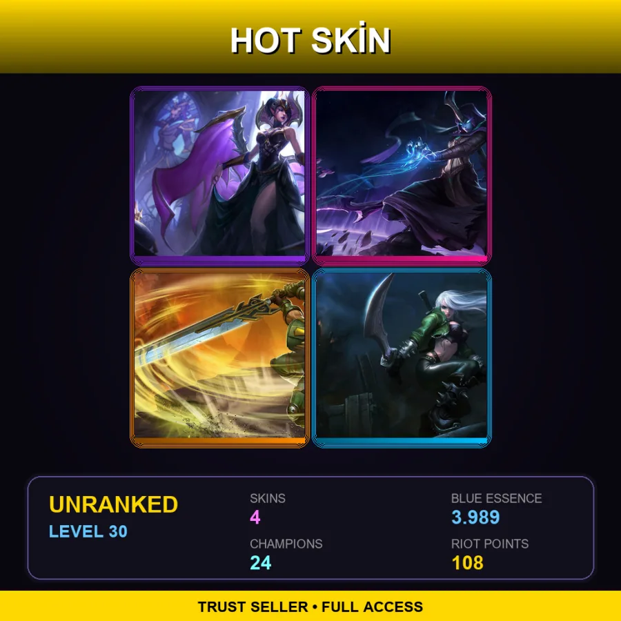 LAN | Lv30 | Unranked | 4 Skin | 24 Champ — LoL account