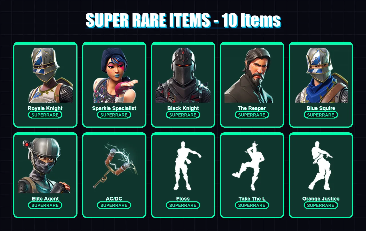[PS4/PS5/XBOX/PC] | Royale Knight | Sparkle Specialist | Black Knight | The Reaper | Blue Squire | 16 skin | 14 pickaxe | 18 emote | 20 glider | Lv3