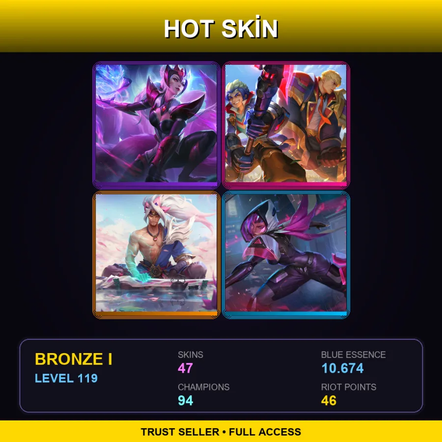 SG | Lv119 | Bronze I | 47 Skin | 94 Champ