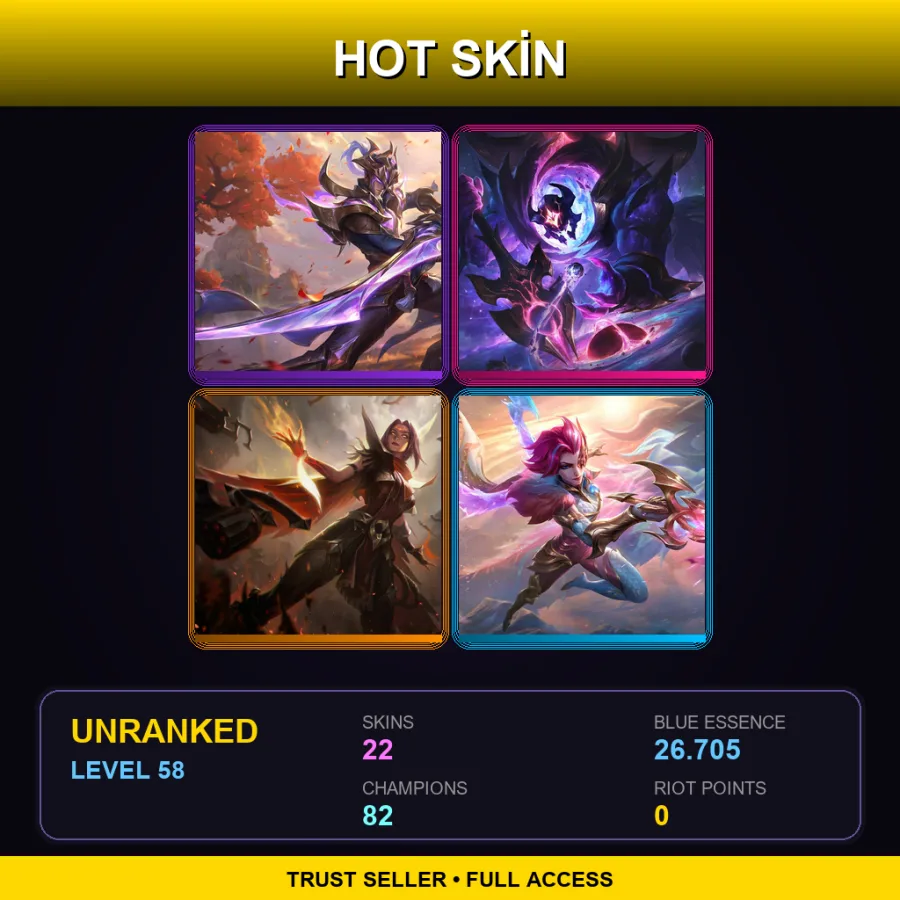 LAN | Lv58 | Unranked | 22 Skin | 82 Champ — Dawnbringer Vayne