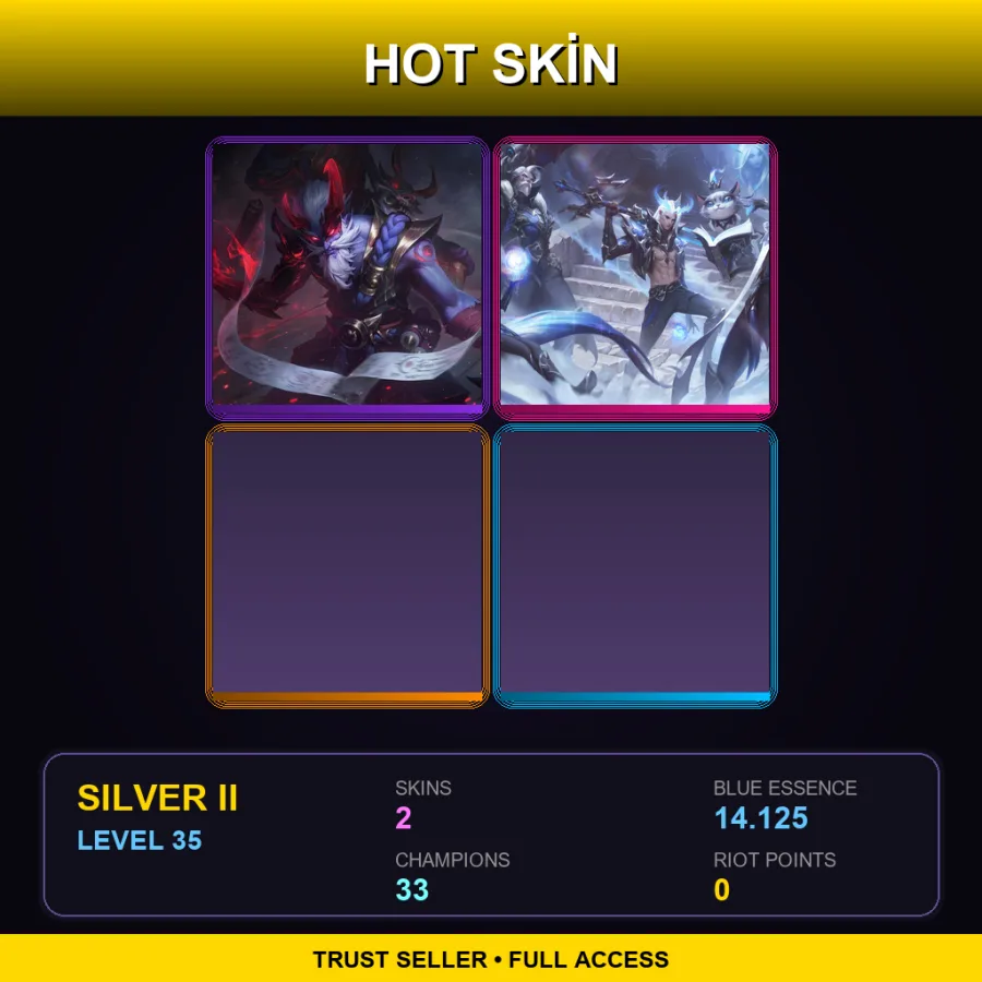 EUW | Lv35 | Silver II | 2 Skin | 33 Champ