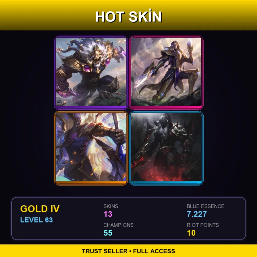 BR | Lv63 | Gold IV | 13 Skin | 55 Champ