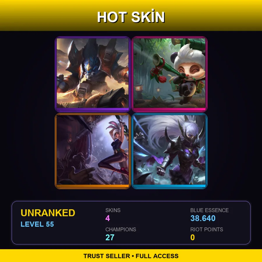 EUNE | Lv55 | Unranked | 4 Skin | 27 Champ