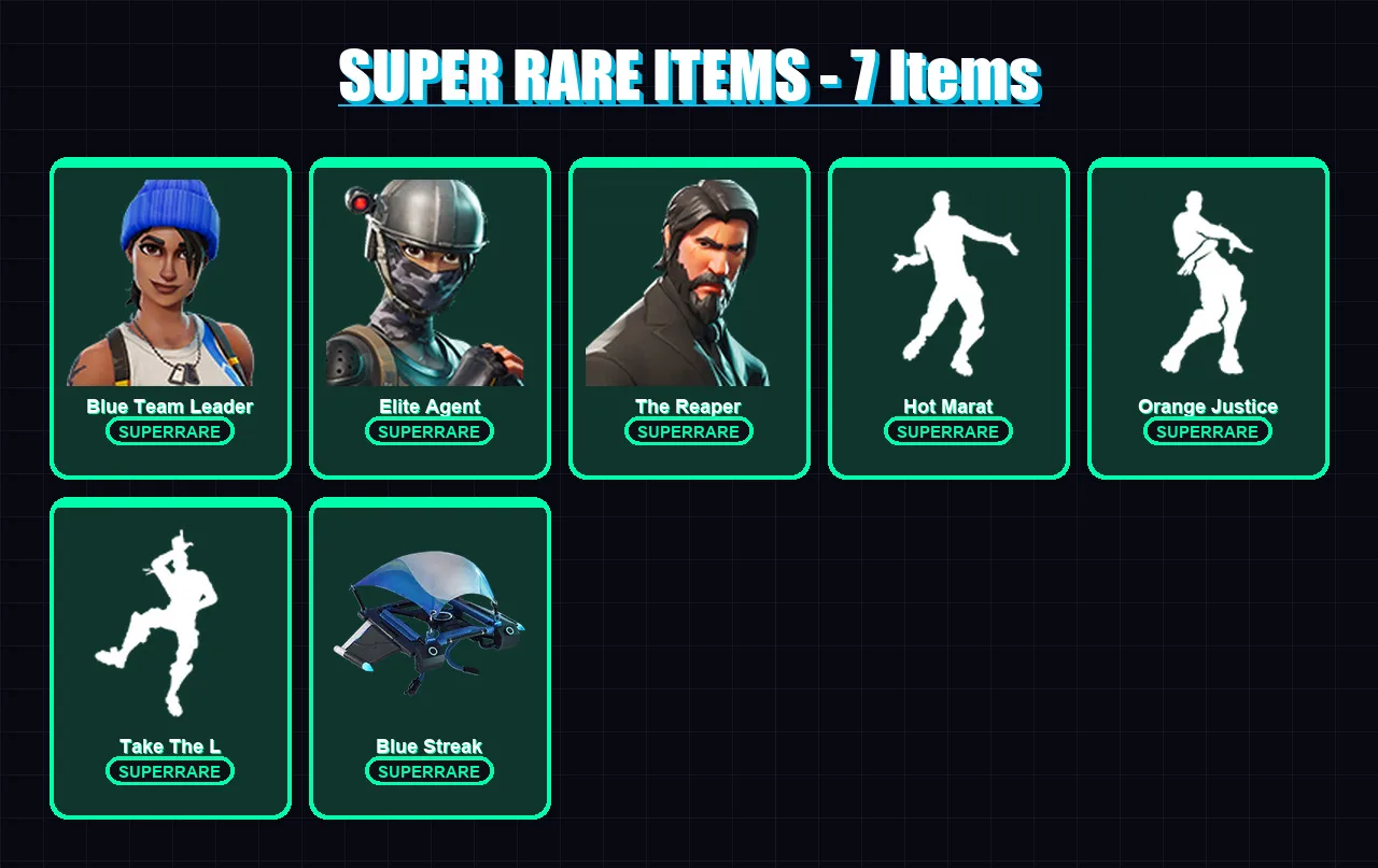 [PC/PSN] | Blue Team Leader | Elite Agent | The Reaper | Zeus | Drift | 43 skin | 71 pickaxe | 66 emote | 66 glider | Lv1120 — Fortnite account