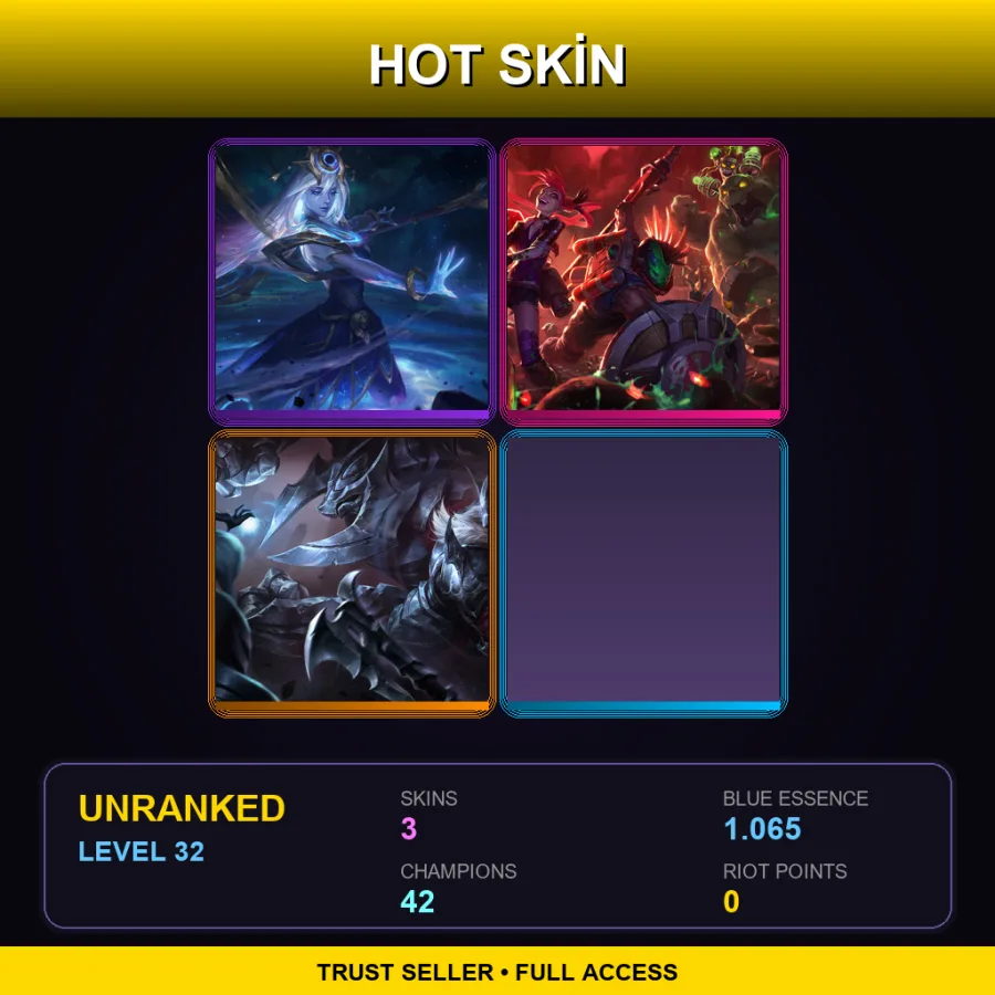 EUW | Lv32 | Unranked | 3 Skin | 42 Champ