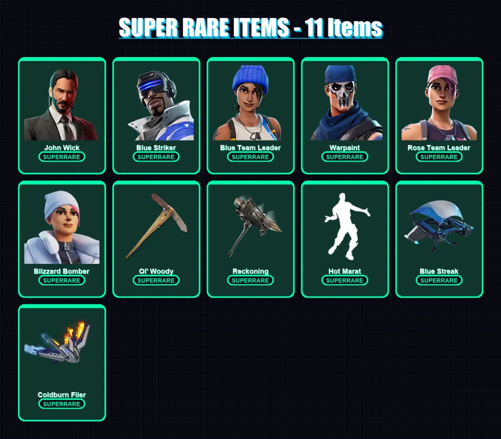 [PS4/PS5/XBOX/PC] | John Wick | Blue Striker | Blue Team Leader | Warpaint | Rose Team Leader | 70 skin | 66 pickaxe | 65 emote | 57 glider | Lv655 — Fortnite account