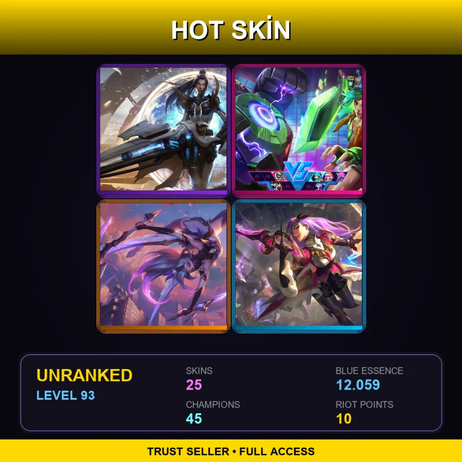 EUNE | Lv93 | Unranked | 25 Skin | 45 Champ