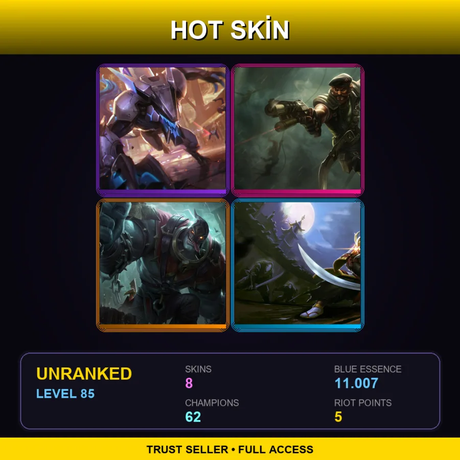 NA | Lv85 | Unranked | 8 Skin | 62 Champ — Executioner Mundo