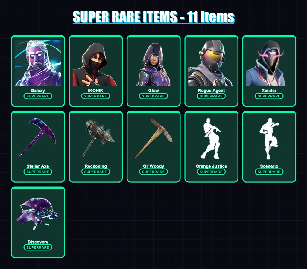 [SWITCH/PC] | Galaxy | IKONIK | Glow | Rogue Agent | Xander | 69 skin | 66 pickaxe | 72 emote | 61 glider | Lv1101 — Fortnite account