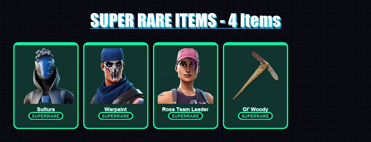 [PC/XBOX] | Sultura | Warpaint | Rose Team Leader | The Cube Queen | Era | 86 skin | 127 pickaxe | 88 emote | 90 glider | Lv1641