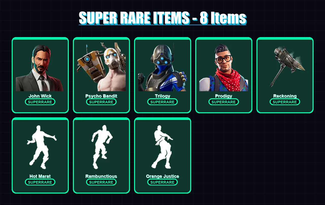 [PC/XBOX] | John Wick | Psycho Bandit | Trilogy | Prodigy | Drift | 53 skin | 37 pickaxe | 55 emote | 50 glider | Lv574