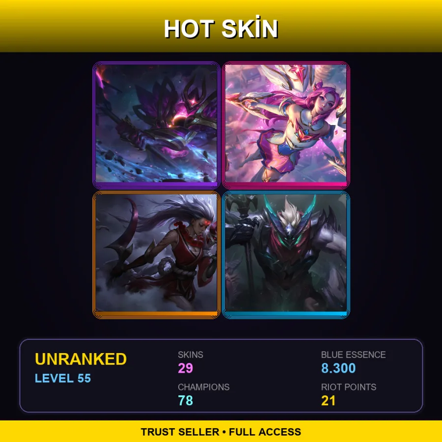EUW | Lv55 | Unranked | 29 Skin | 78 Champ