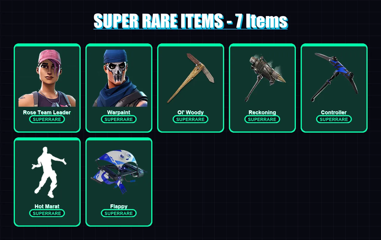 [PC/XBOX/PSN] | Rose Team Leader | Warpaint | Calamity | Red Knight | Drift | 21 skin | 16 pickaxe | 21 emote | 22 glider | Lv179