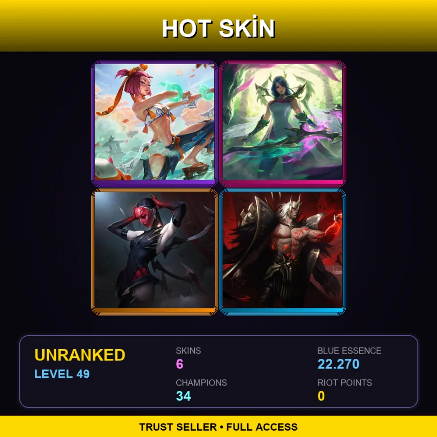 EUNE | Lv49 | Unranked | 6 Skin | 34 Champ — Unranked / Smurf League of Legends