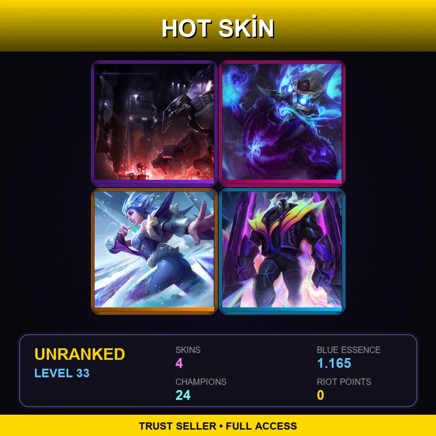 SG | Lv33 | Unranked | 4 Skin | 24 Champ