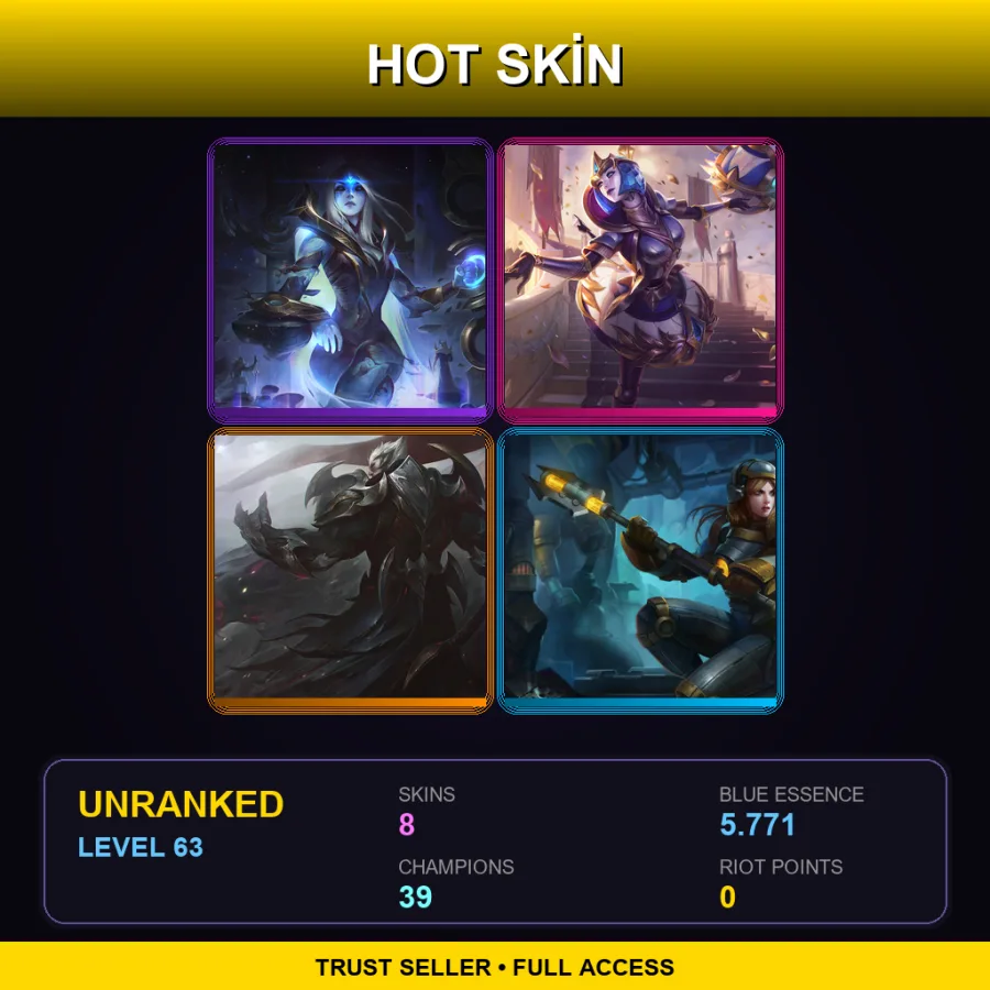 LAN | Lv63 | Unranked | 8 Skin | 39 Champ