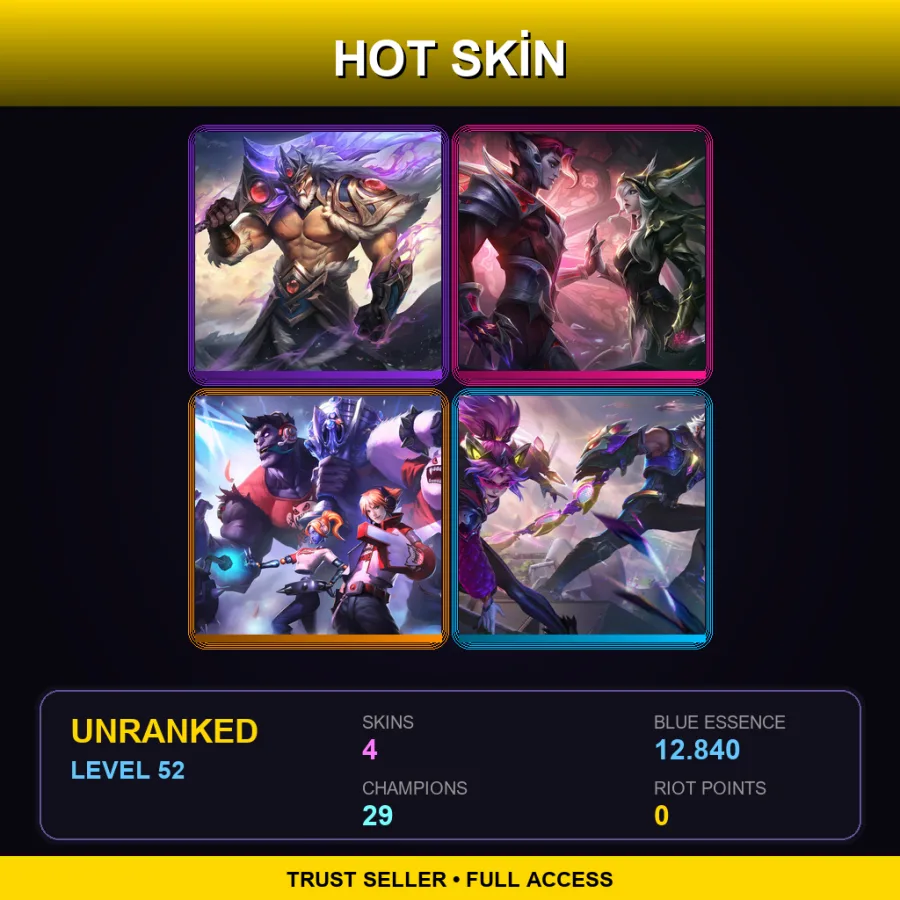 EUNE | Lv52 | Unranked | 4 Skin | 29 Champ