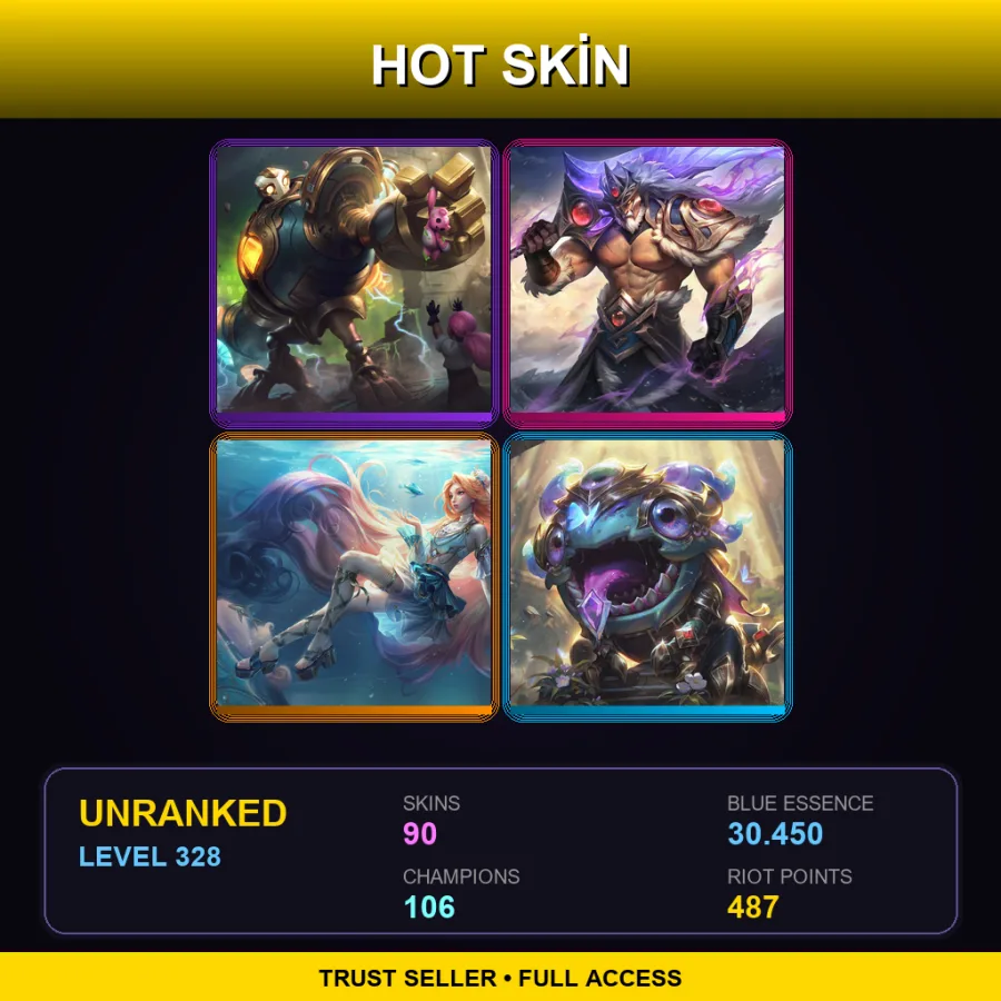 EUW | Lv328 | Unranked | 90 Skin | 106 Champ