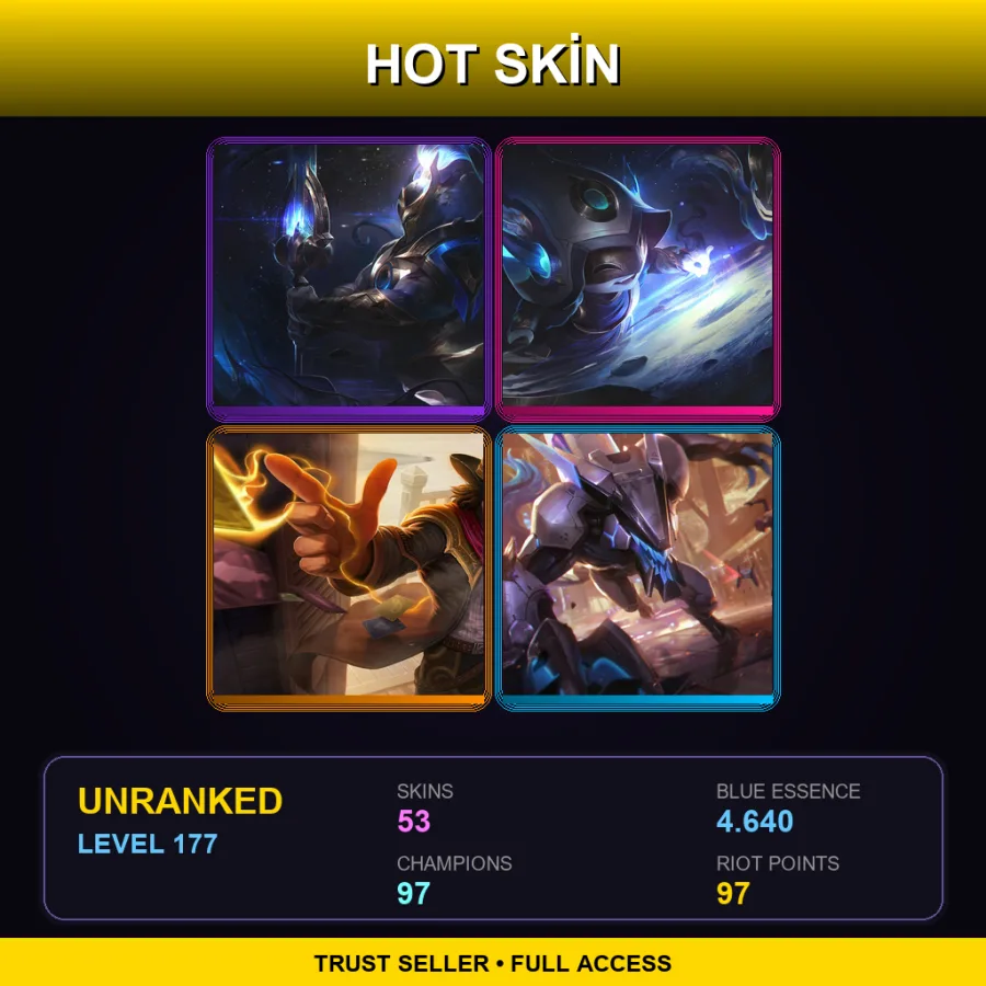 EUNE | Lv177 | Unranked | 53 Skin | 97 Champ