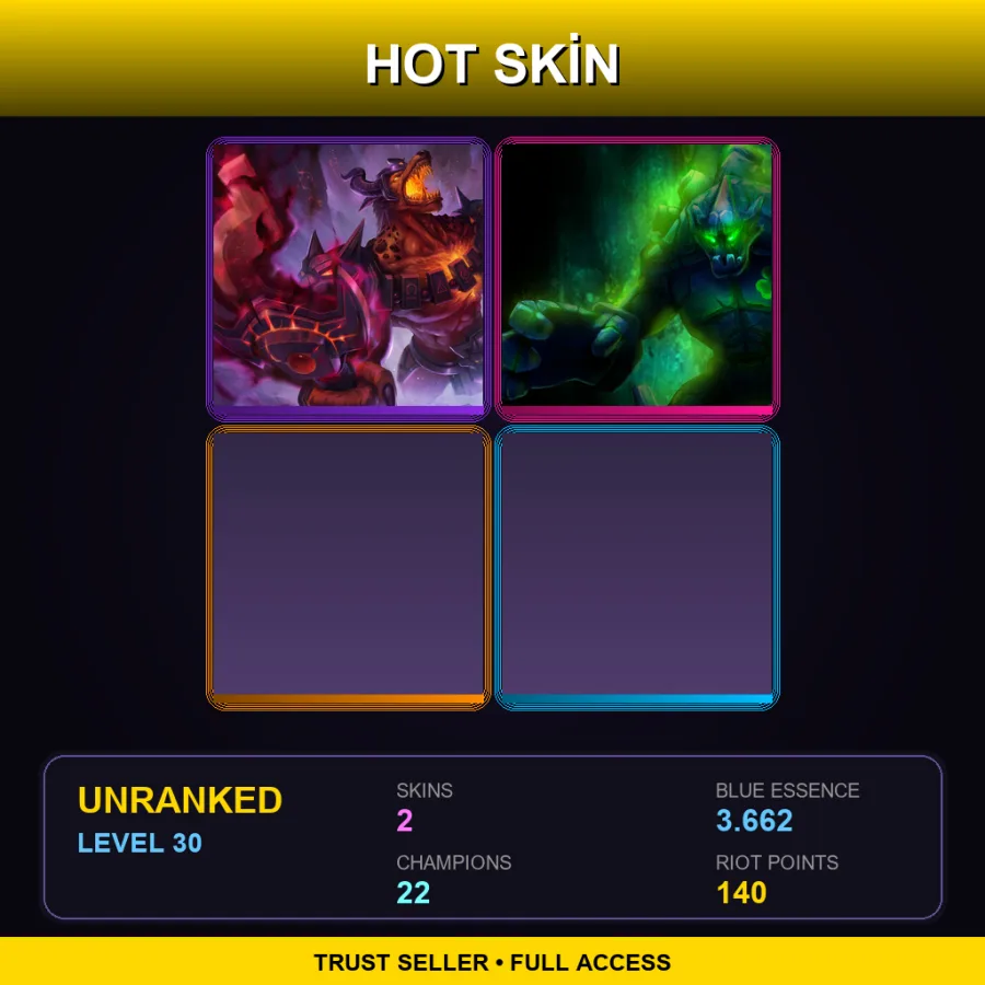 NA | Lv30 | Unranked | 2 Skin | 22 Champ