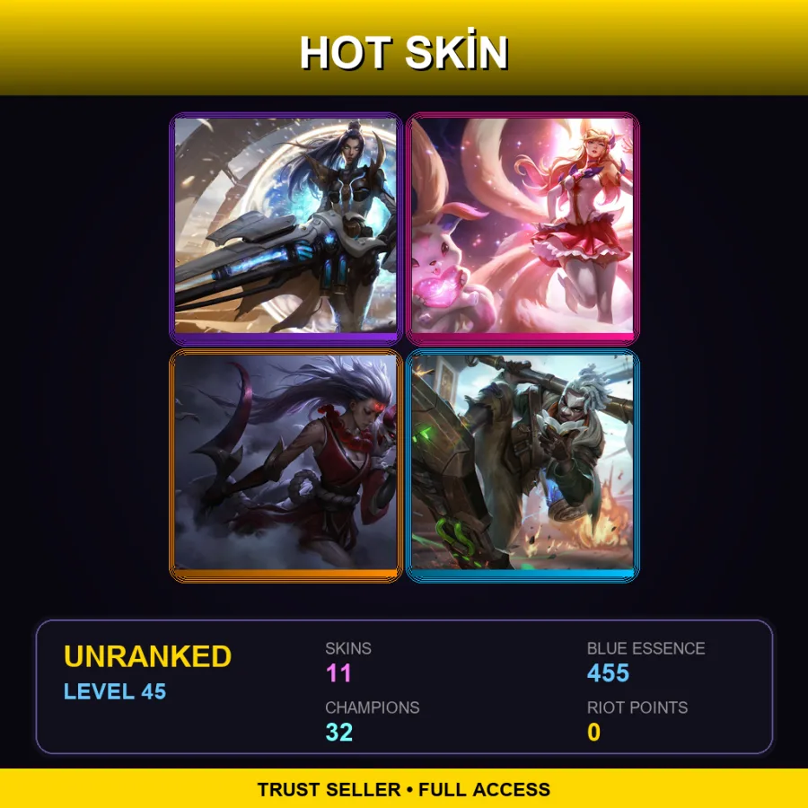 EUW | Lv45 | Unranked | 11 Skin | 32 Champ
