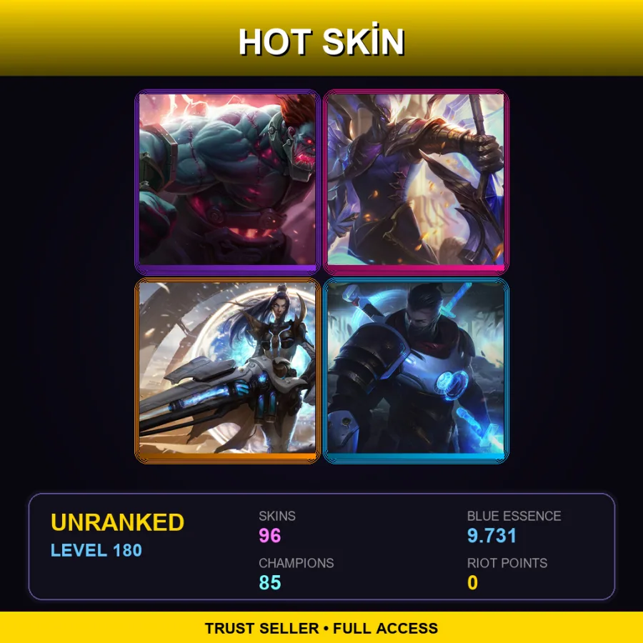 SG | Lv180 | Unranked | 96 Skin | 85 Champ — Nightblade Irelia