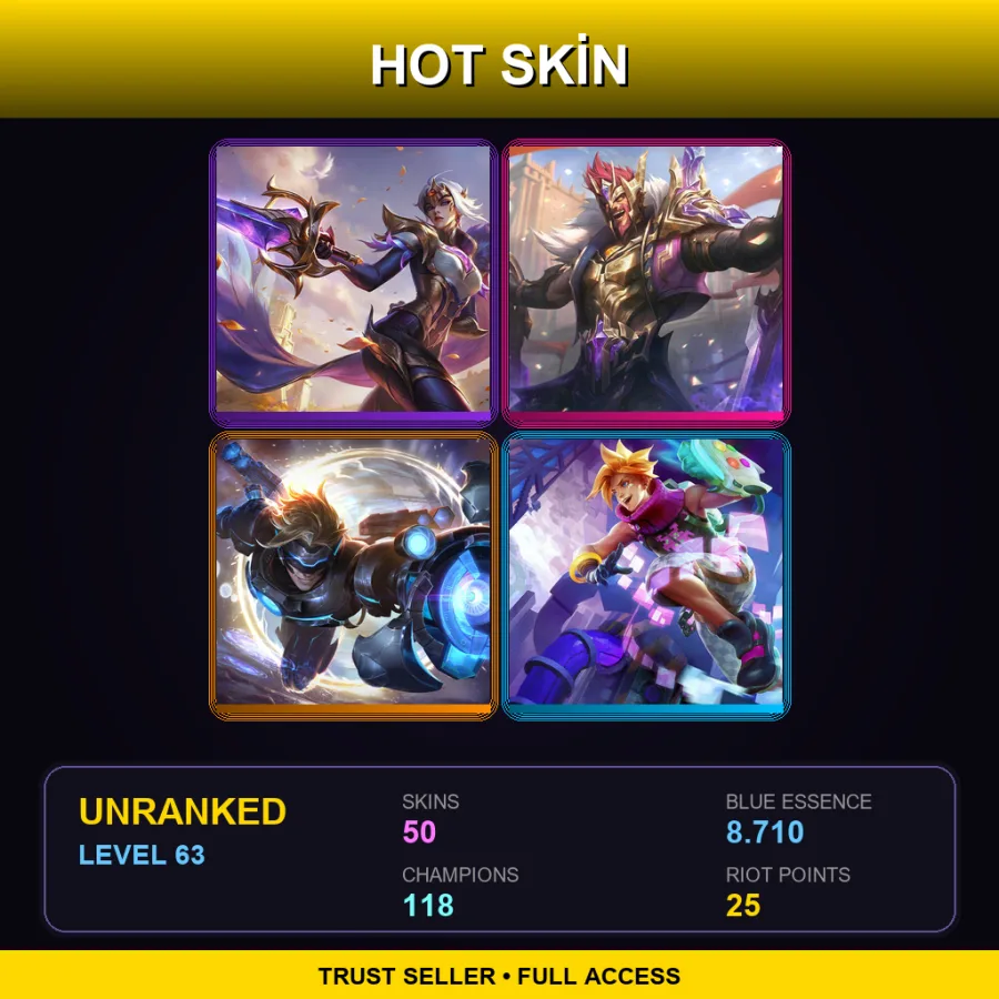 EUW | Lv63 | Unranked | 50 Skin | 118 Champ