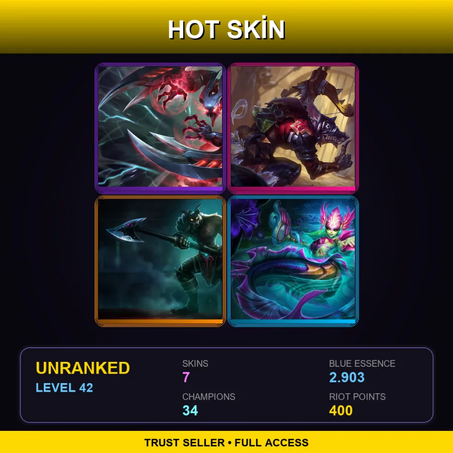 EUW | Lv42 | Unranked | 7 Skin | 34 Champ