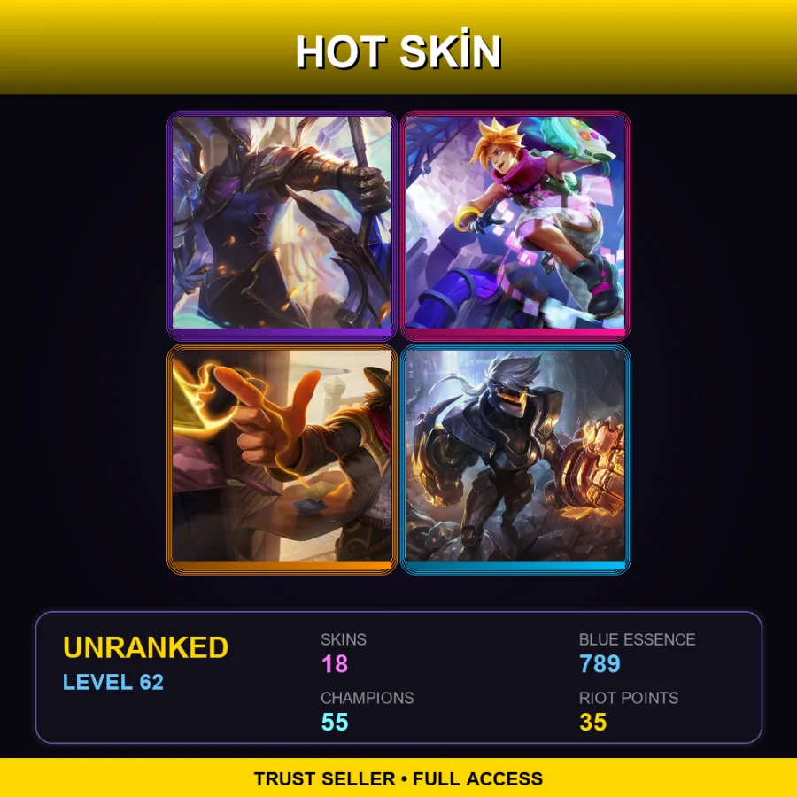 EUNE | Lv62 | Unranked | 18 Skin | 55 Champ — Augmented Singed