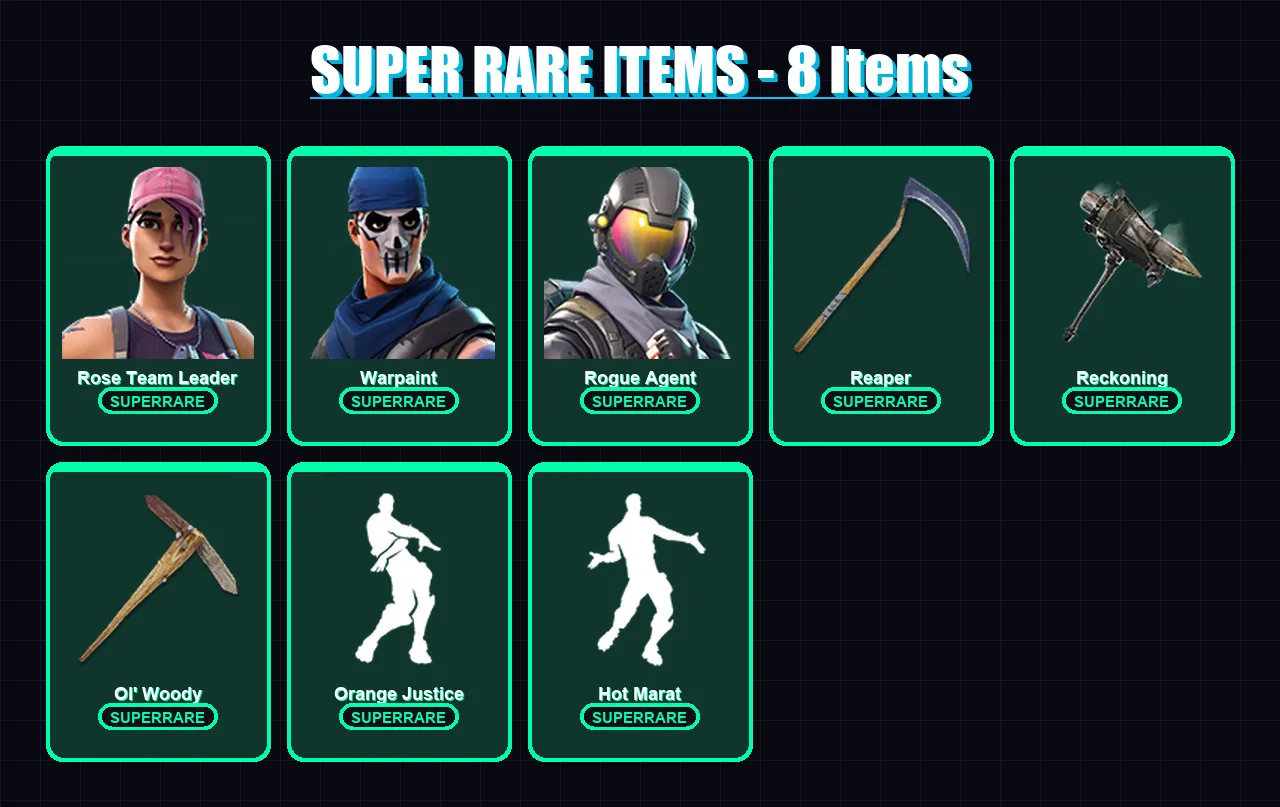 [PC/XBOX/PSN] | Rose Team Leader | Warpaint | Rogue Agent | Carbide | Blackheart | 123 skin | 103 pickaxe | 118 emote | 113 glider | Lv1586
