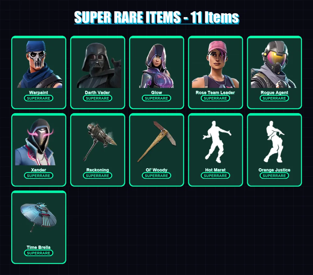 [PC/XBOX/PSN] | Warpaint | Darth Vader | Glow | Rose Team Leader | Rogue Agent | 130 skin | 105 pickaxe | 90 emote | 95 glider | Lv1275