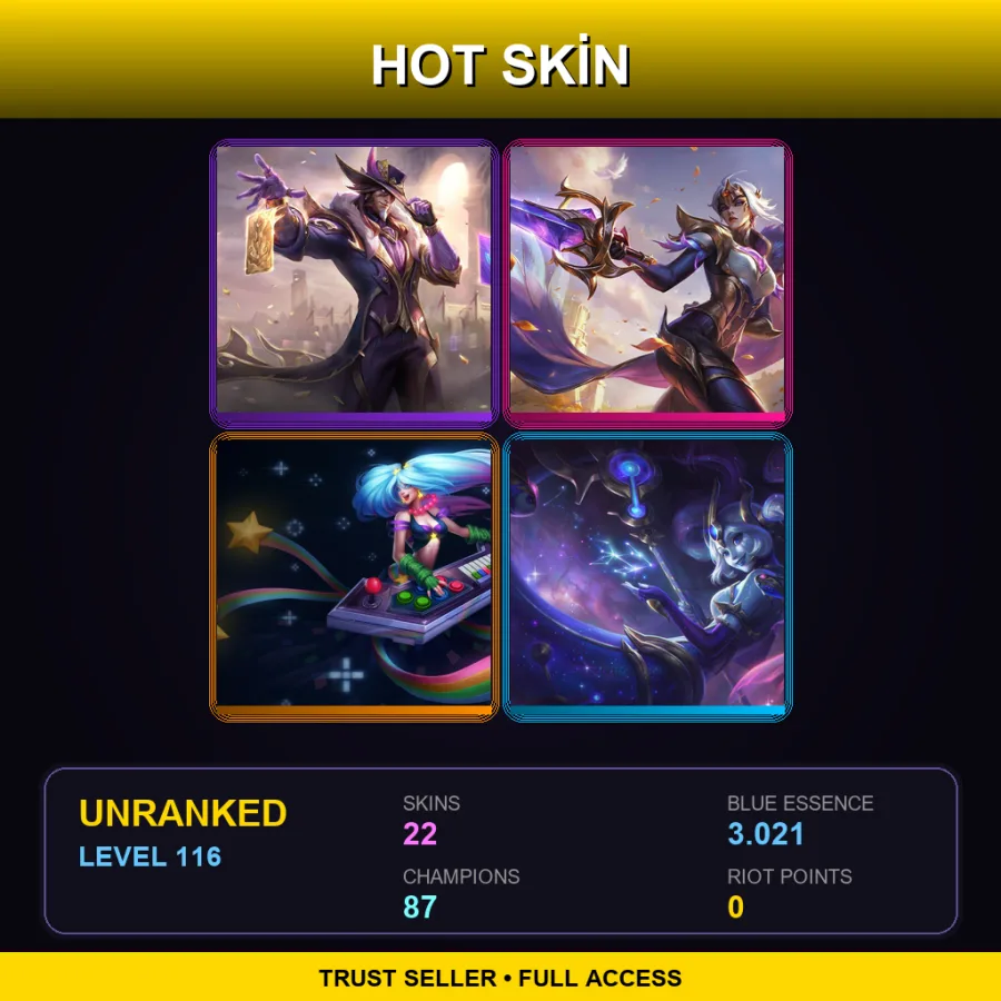 NA | Lv116 | Unranked | 22 Skin | 87 Champ — LoL account