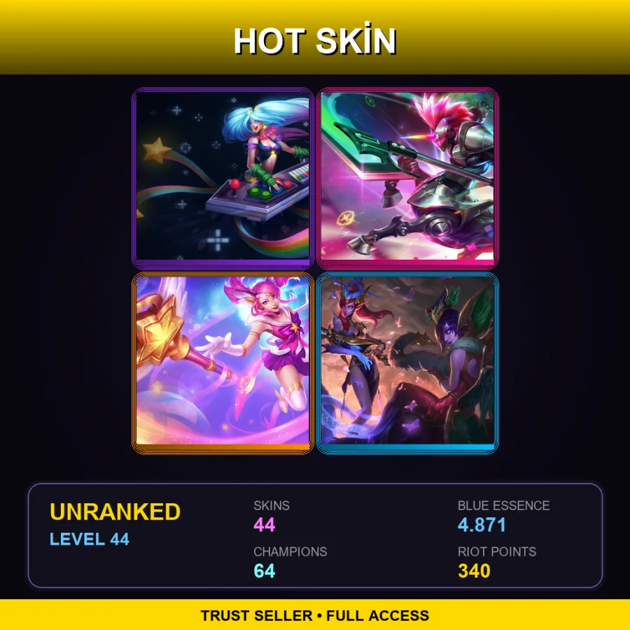 EUW | Lv44 | Unranked | 44 Skin | 64 Champ
