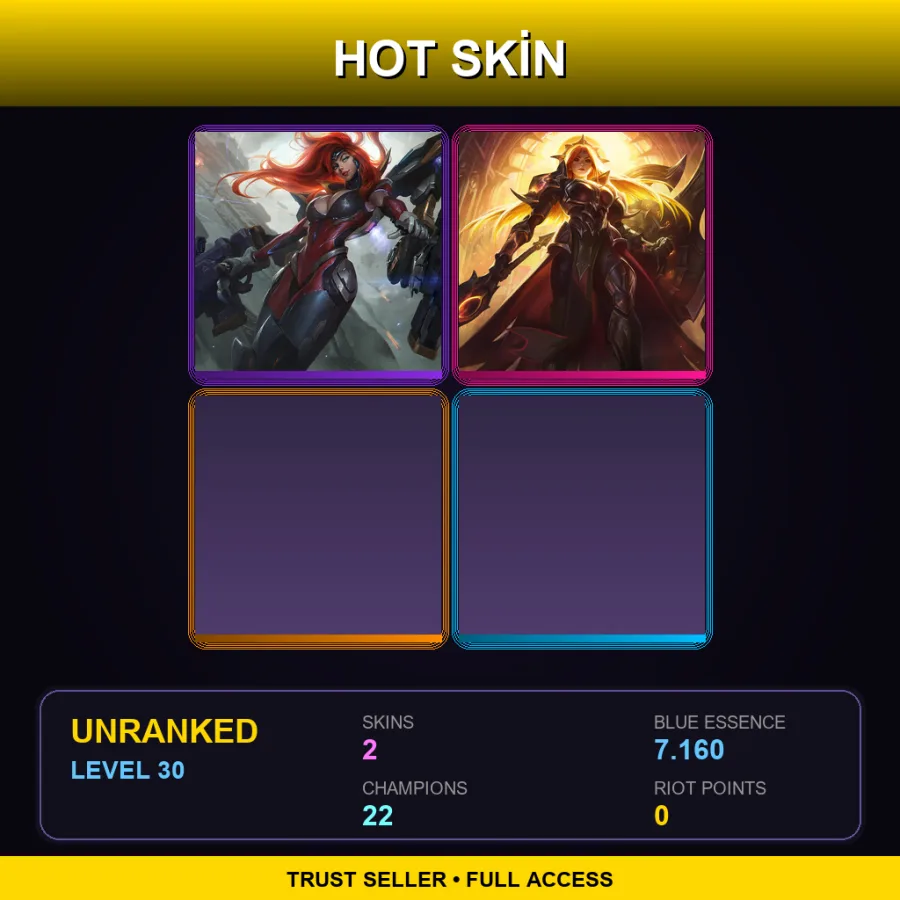 TR | Lv30 | Unranked | 2 Skin | 22 Champ — LoL account