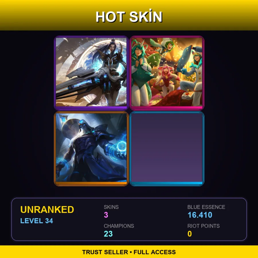 LAN | Lv34 | Unranked | 3 Skin | 23 Champ — LoL account