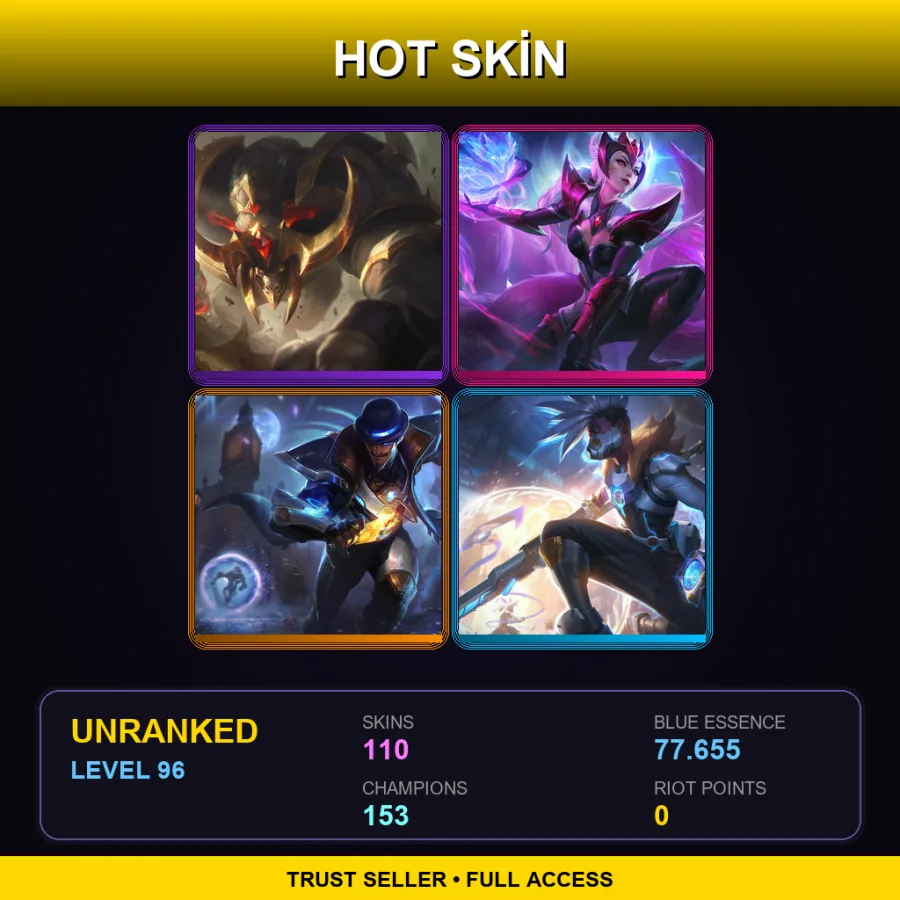 VN | Lv96 | Unranked | 110 Skin | 153 Champ — Dragonslayer Xin Zhao